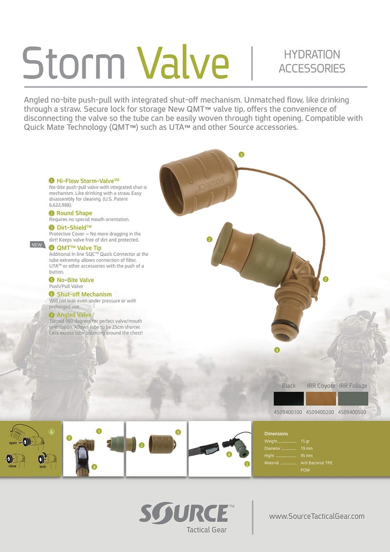 Source Tactical Storm Non-Bite Hydration Free Flow Valve Kit, Coyote - Image 4